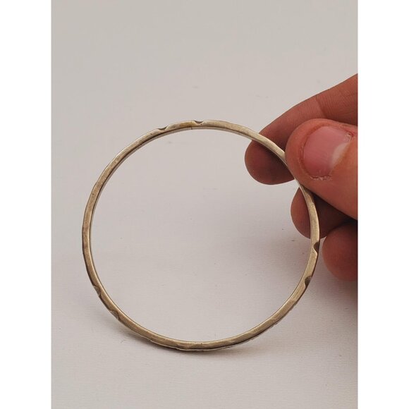 Vintage Silver 925 Bangle Bracelet Eternity Setting Etched Scrolled Design Art - Picture 7 of 10